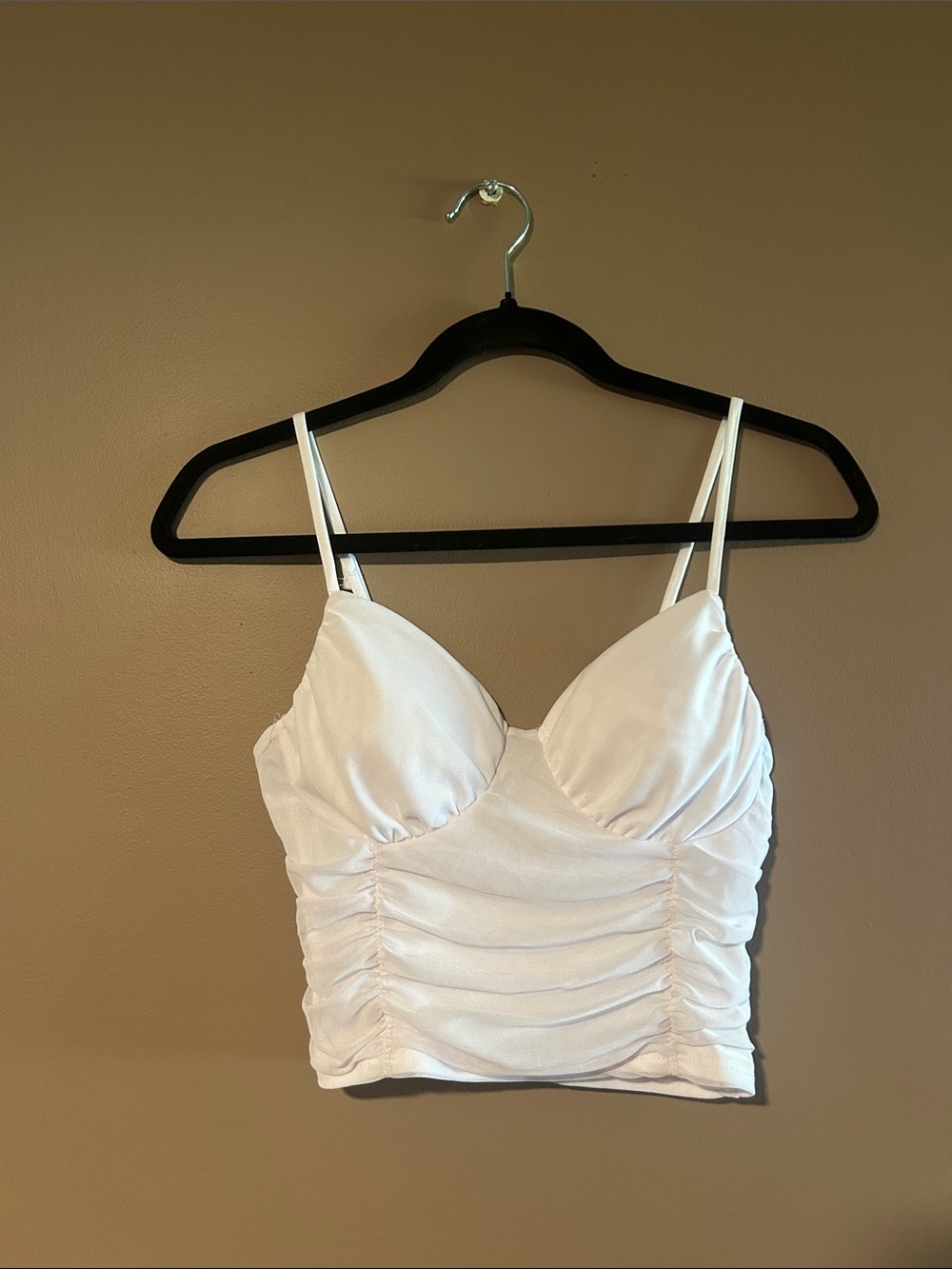 Forever 21 White Ruched Crop Top